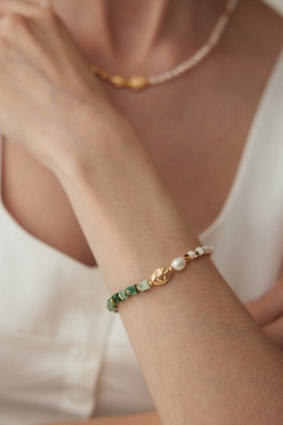 Adjustable Jade Pearl Bracelet