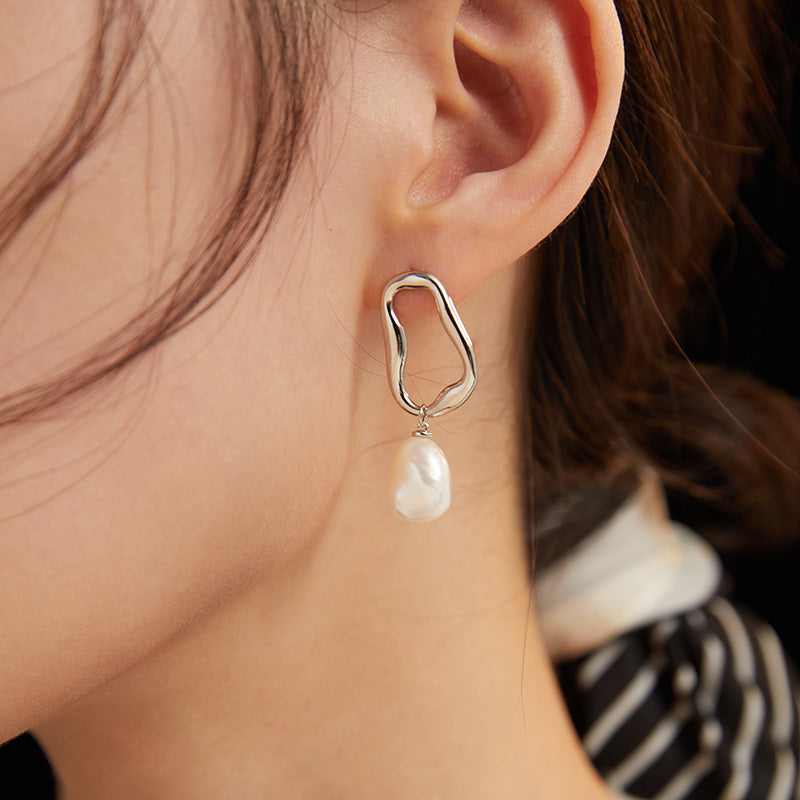 Baroque Shaped Pearl Stud Earrings