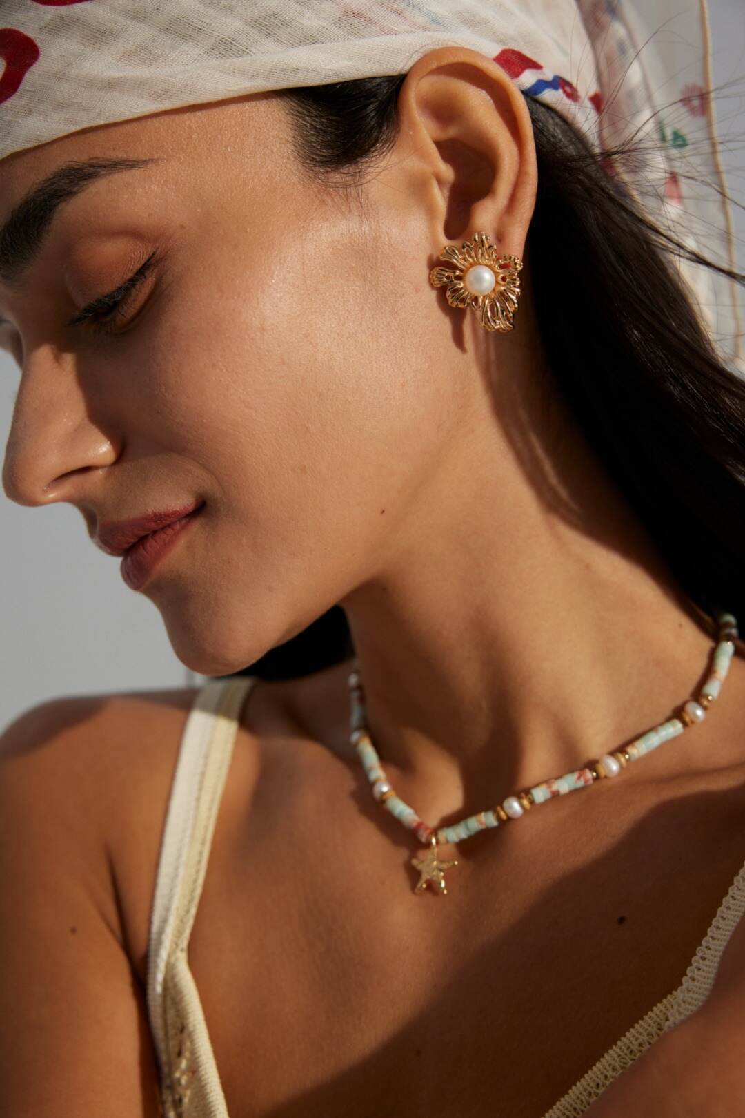 Chrysanthemum Shape Natural Pearl Stud Earrings