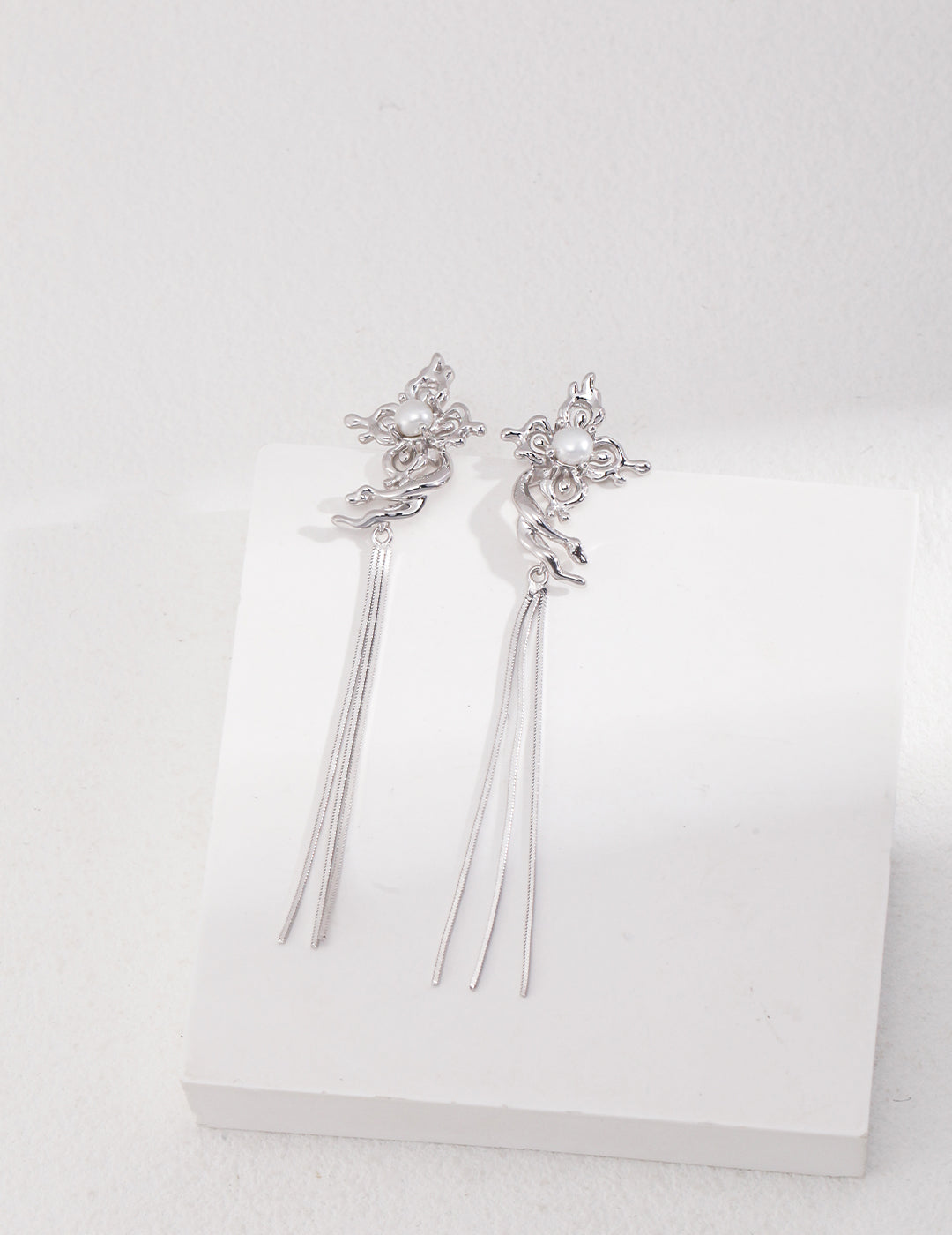 Sterling Silver Pearl Dangler Earrings